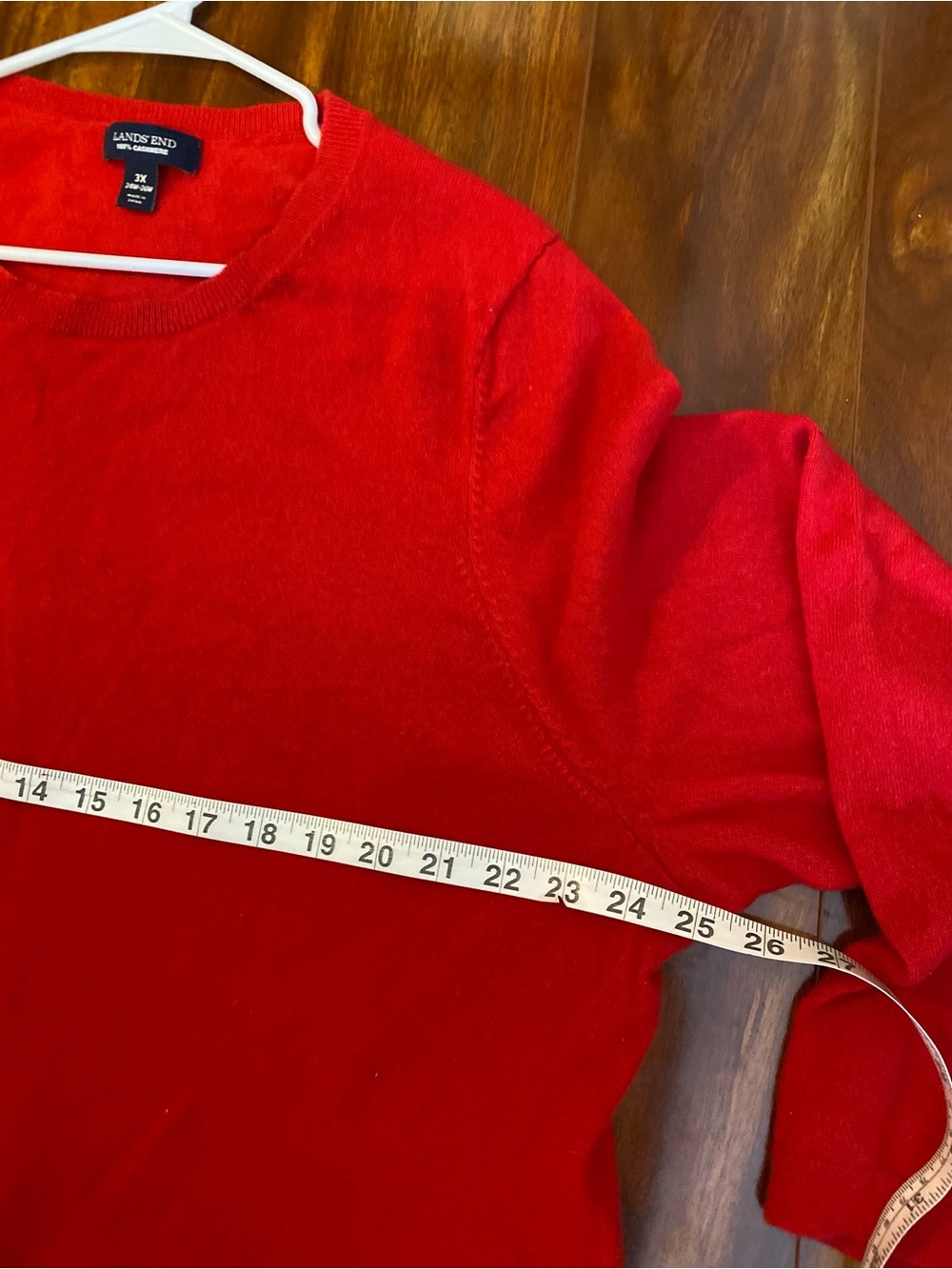 Lands' End 100% Cashmere Plus Crewneck Sweater bright red 3X - Picture 5 of 6